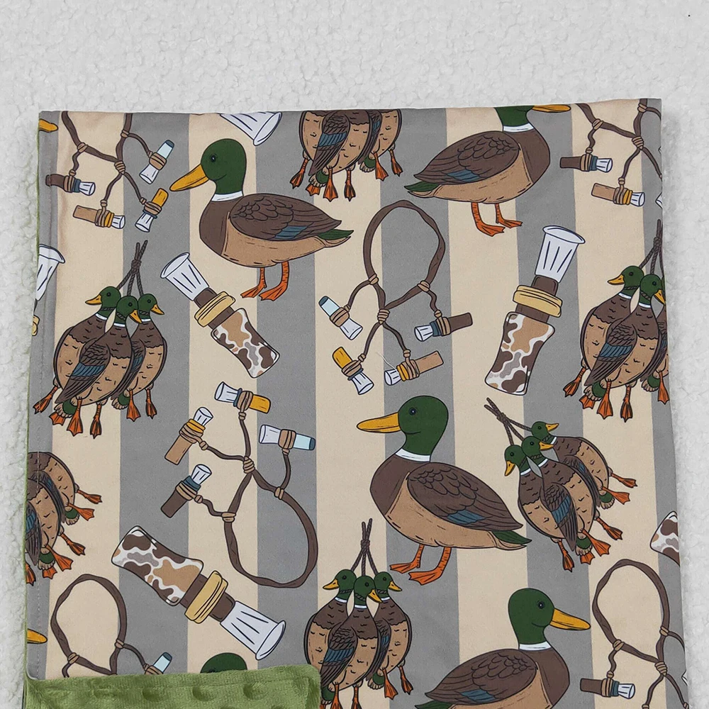 Offre spéciale bébé enfants canards verts appels couvertures de chasse Minky doux Boutique literie polaire enfant en bas âge flanelle enfants mince couette