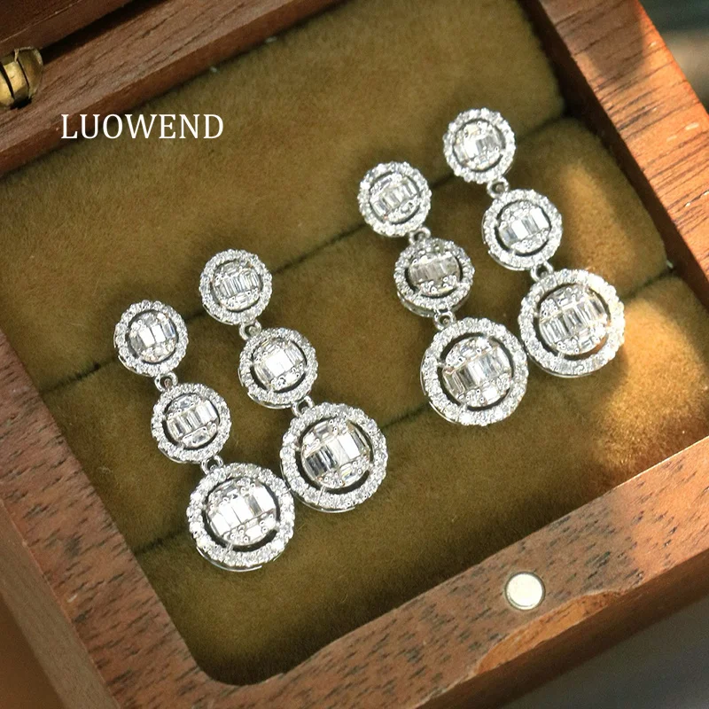 

Серьги LUOWEND из 100% белого золота 18 карат, элегантные серьги круглой формы 0,60 карата с настоящими натуральными бриллиантами для женщин, изящные ювелирные изделия