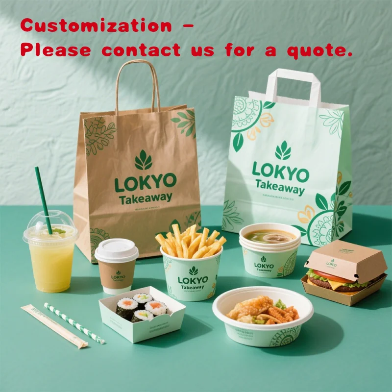 custom.LOKYO Custom Fast Food Packaging Paper Takeout Solution Hotdogs Tacos Burgers French Fries Folded 'Fold