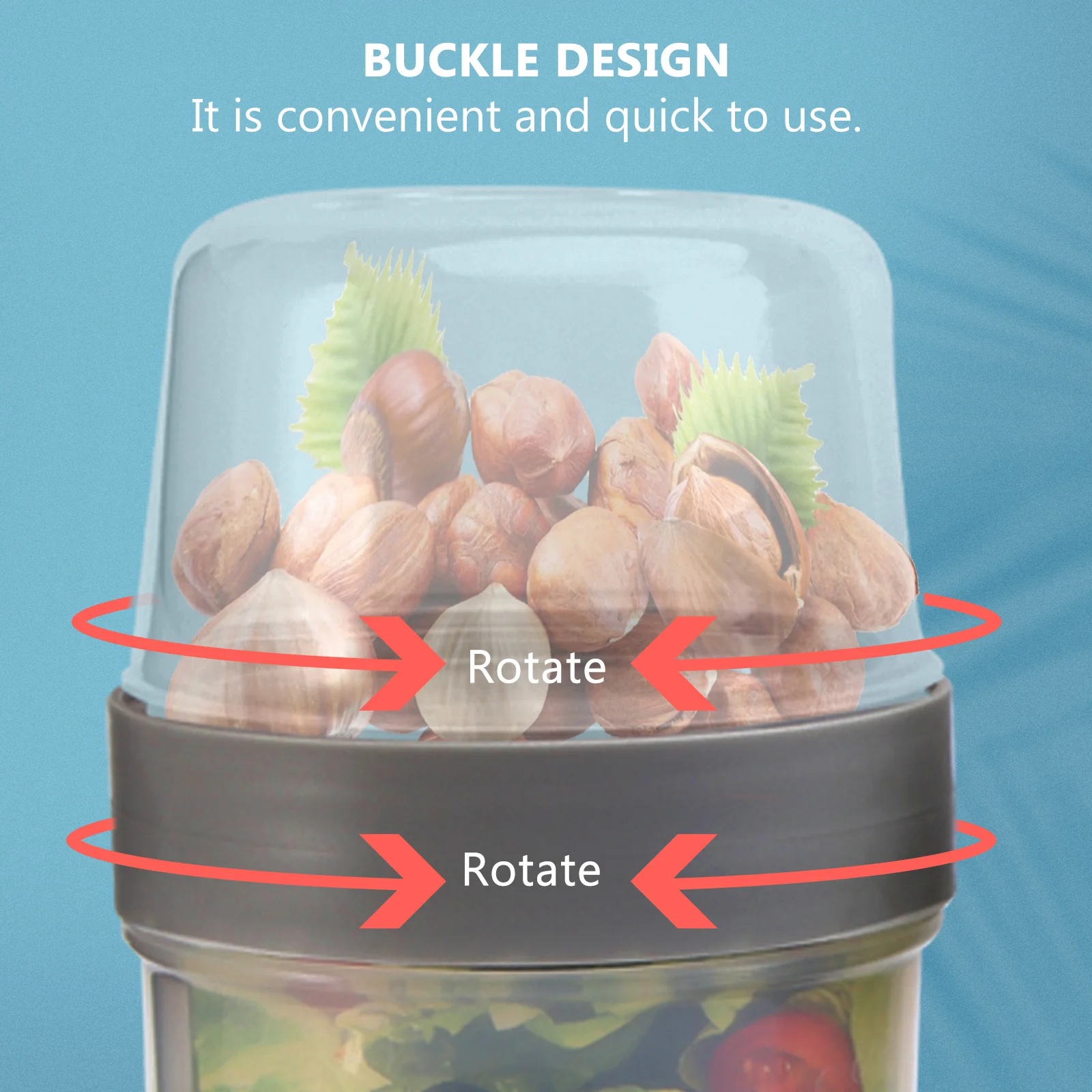 

2Pcs Double Layer Lunch Box Transparent Sealing Food Container Portable Storage Box Large Capacity Plastic Bento Carrier Fresh