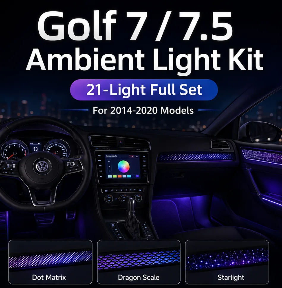 For Volkswagen Golf 7 7.5 RGB Ambient Light Upgrade Kit 21 LED Interior Atmosphere Lamp Door Trim Panel APP Screen Control