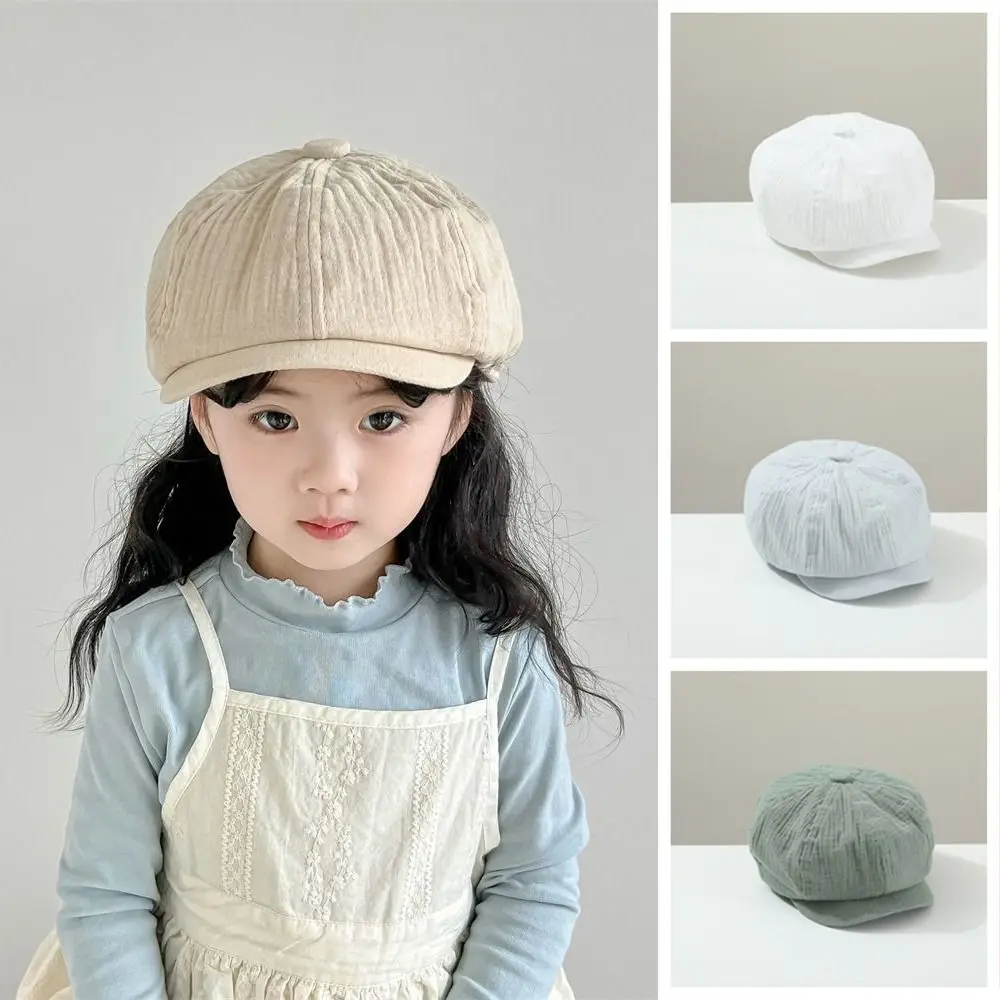 

Retro Solid Color Children Forward Hat Visor Harajuku Kids Newsboy Cap 2-6year Korean Baby Beret Boy Girl