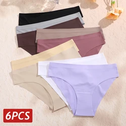6PCS/Set Seamless Pantie For Women Low Rise Briefs Ice Silk Ultra Thin Breathable Underwear No Trace Underpants Female Lingerie