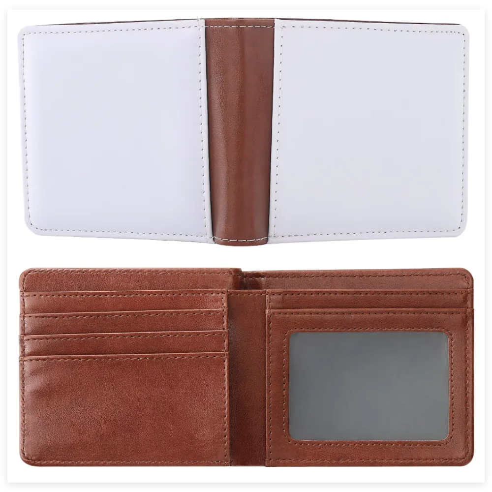 10 Pcs Brown Color Sublimation Blank Men Wallets Card Holder Gifts Wallet Sublimation Wallet for Men For Heat Transfer Print