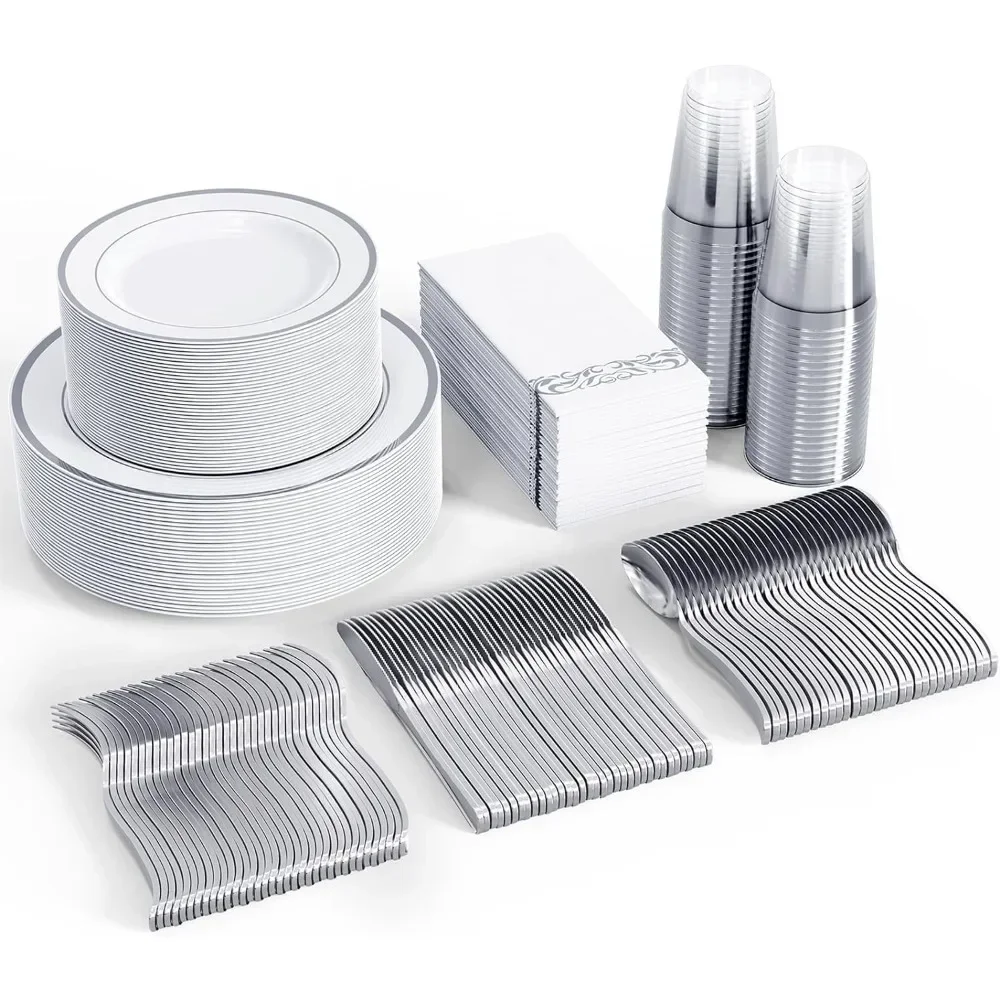 juego-de-vajilla-desechable-350-juegos-de-vajilla-plateada-para-50-invitados-platos-de-plastico-con-borde-plateado-juego-de-vajilla-desechable