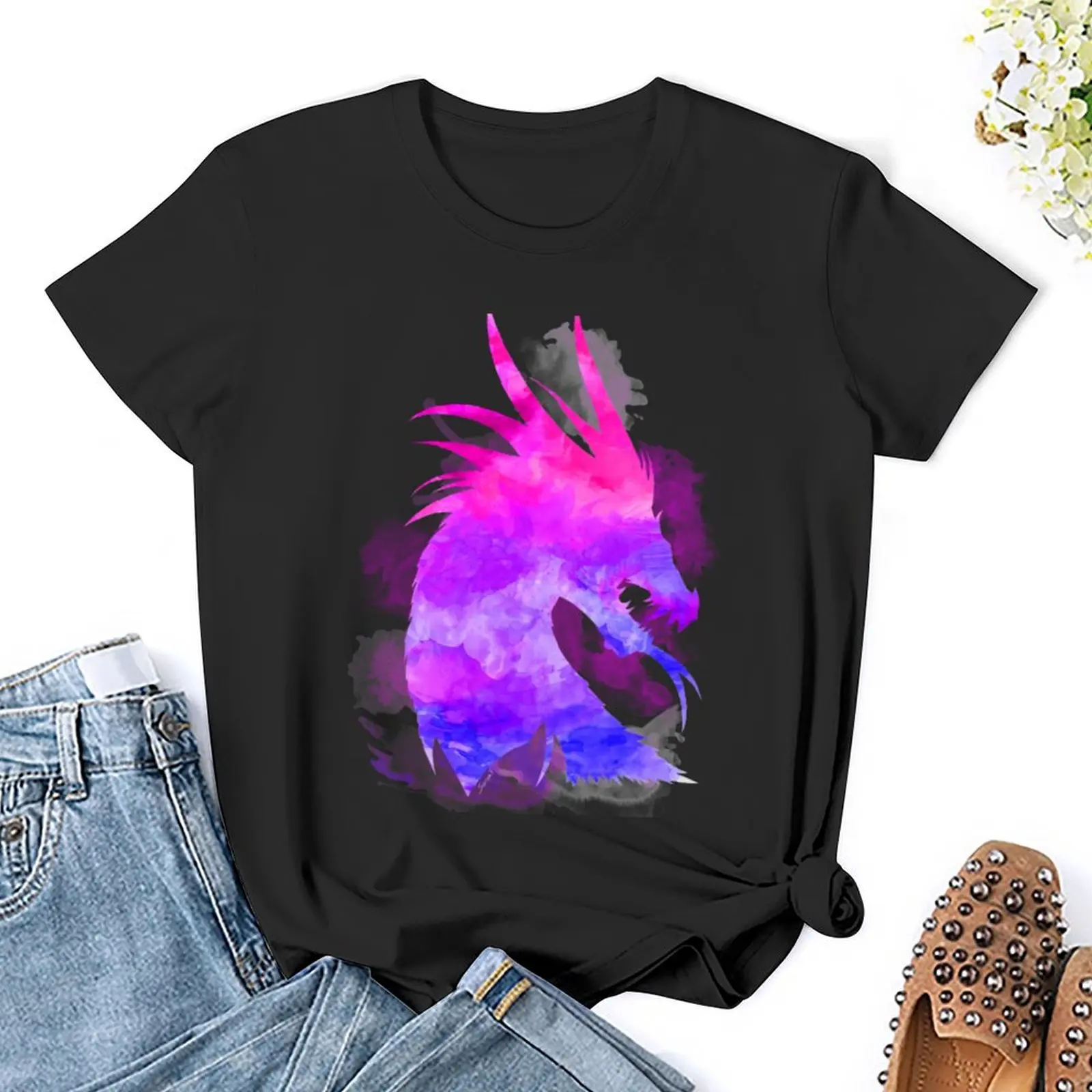 Dragon akwarelowy spirytus t-shirt śliczne topy damskie t-shirty