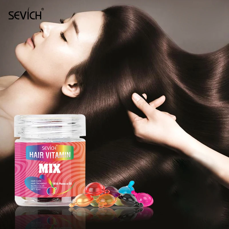 9Pcs Hair Repair Damaged By Hot Dyeing Hair Care Capsules Essence Protein Smooth Hair Care Anti Fury Essential Oil Bottled