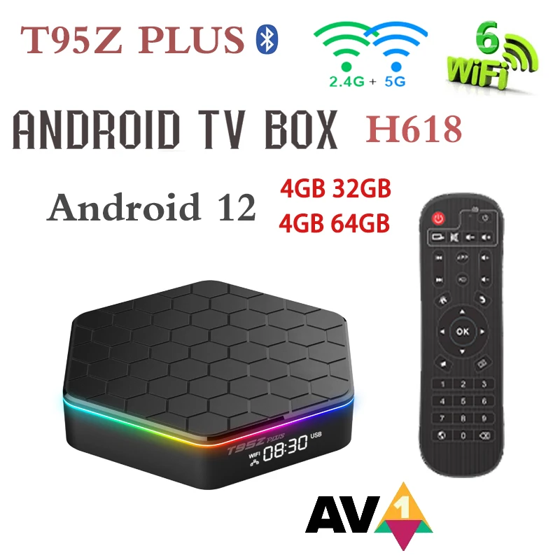 T95Z Plus TV Box Android 12 Allwinner H618 Dual Wifi6 AV1 BT5.0 Smart tvbox 4K Set-Top Box 4GB64GB 6K Media Player T95