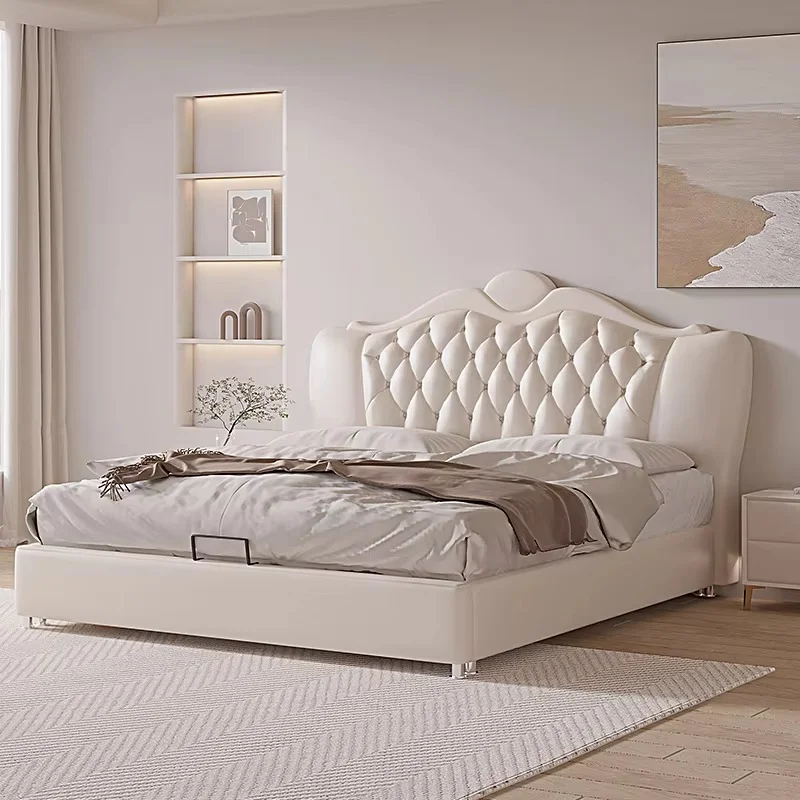 Beauty European Bed Bedroom Double Modern Luxury Design Double Bed Princess Sleeping Platform Cama Lounge Suite Furniture