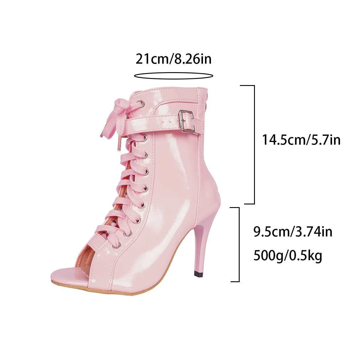 Plus Size Sexy Mesh Jazz Dance High Heel Cooling Boots Summer Fish Mouth Lace-Up Women's Sandals