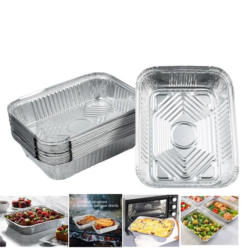 30PCS 1750ml Disposable Aluminum Trays Take Away Food Box Packaging Containers Foil Pan Tableware for Baking BBQ Storage Sealing