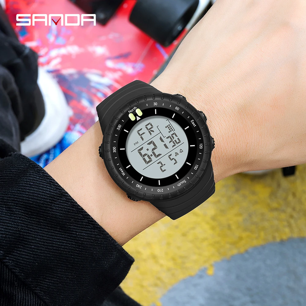 2022 Fashion Sanda Brand Digital Watch Men Sport Watches Electronic Led Male Wrist For Clock Waterproof Wristwatch Outdoor Hours