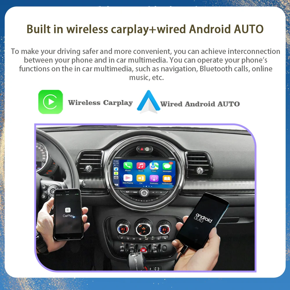 9.0-inch Android 13 For BWM Mini Cooper Clubman F54 2017-2024     GPS Navigation Radio Carplay 4G Multimedia Player