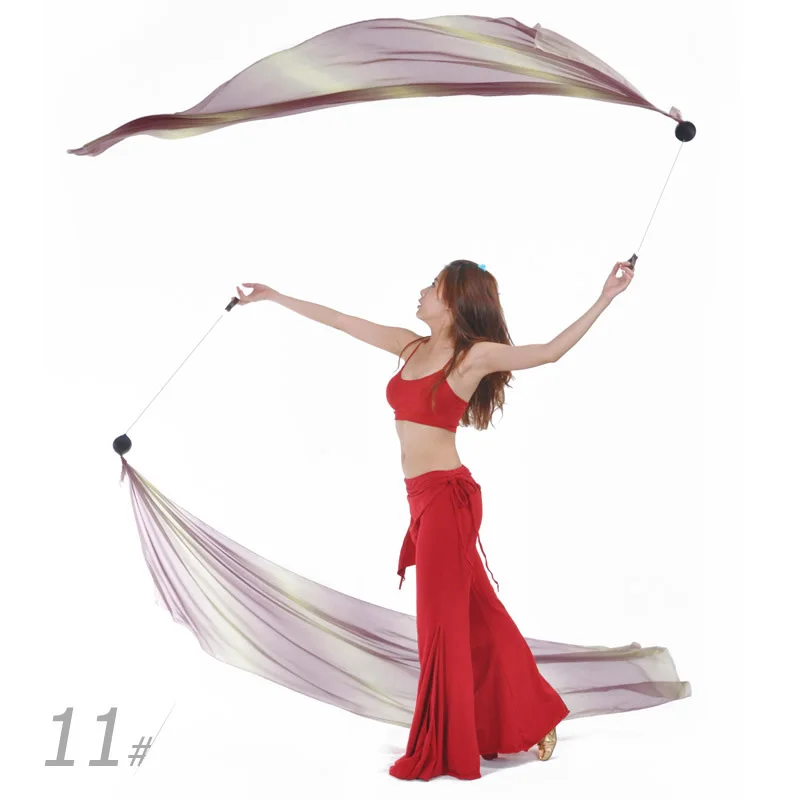 Silk Veil and Poi Chain Ball Sets Women Belly Dance Colorful Silk Veil Poi Stage Special Prpos Belly Dance Accessories Hand Ball