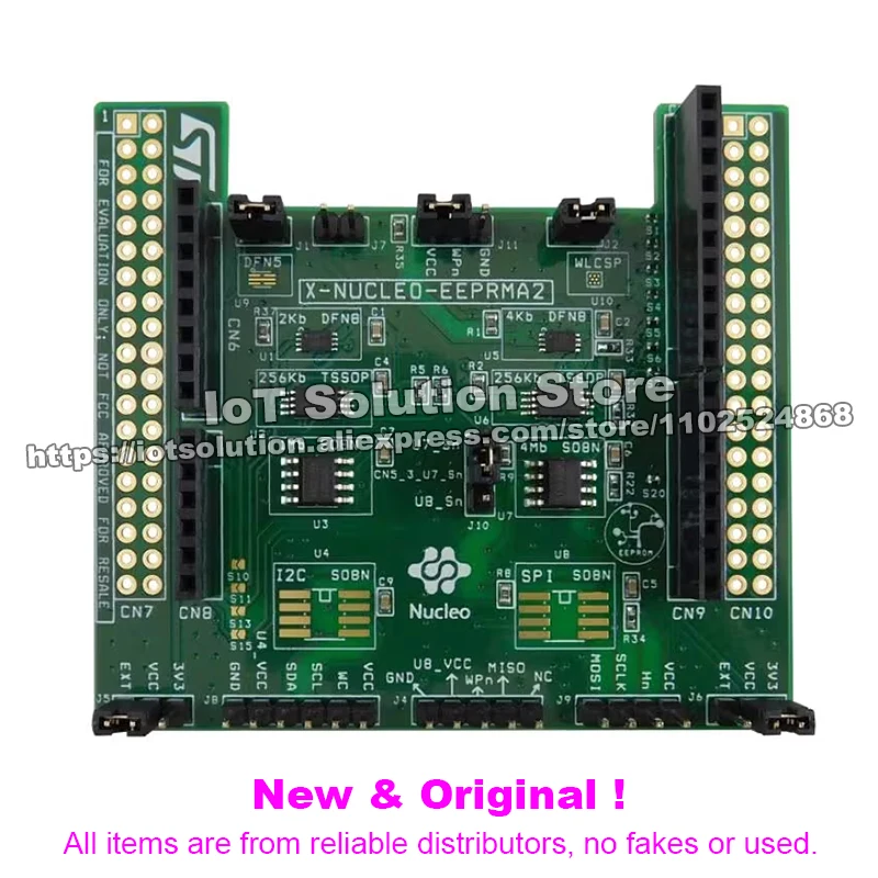 X-NUCLEO-EEPRMA2 Standard I²C and SPI EEPROM memory expansion board based on M24xx and M95xx series for STM32 Nucleo