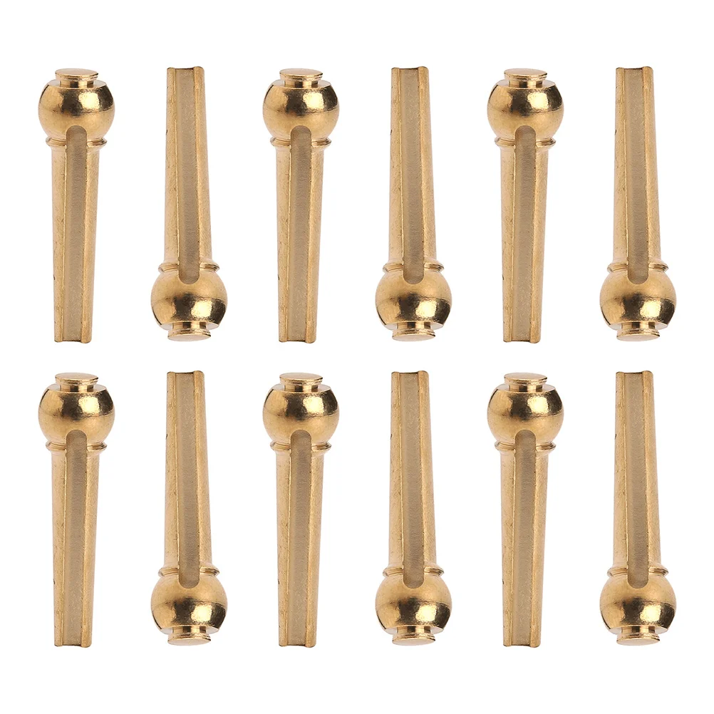 12 Pcs Solid Guitar Brass String Nail Acoustic Bridge Pins Fixing Peg for