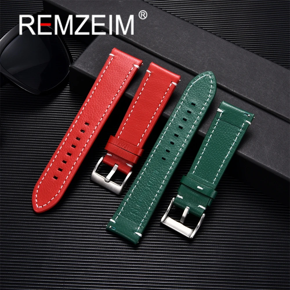 Universal Double-Sided Genuine Leather Watch Band 18mm 20mm 22mm 24mm Quick Release Straps Wrist Bracelet Watch Accessories