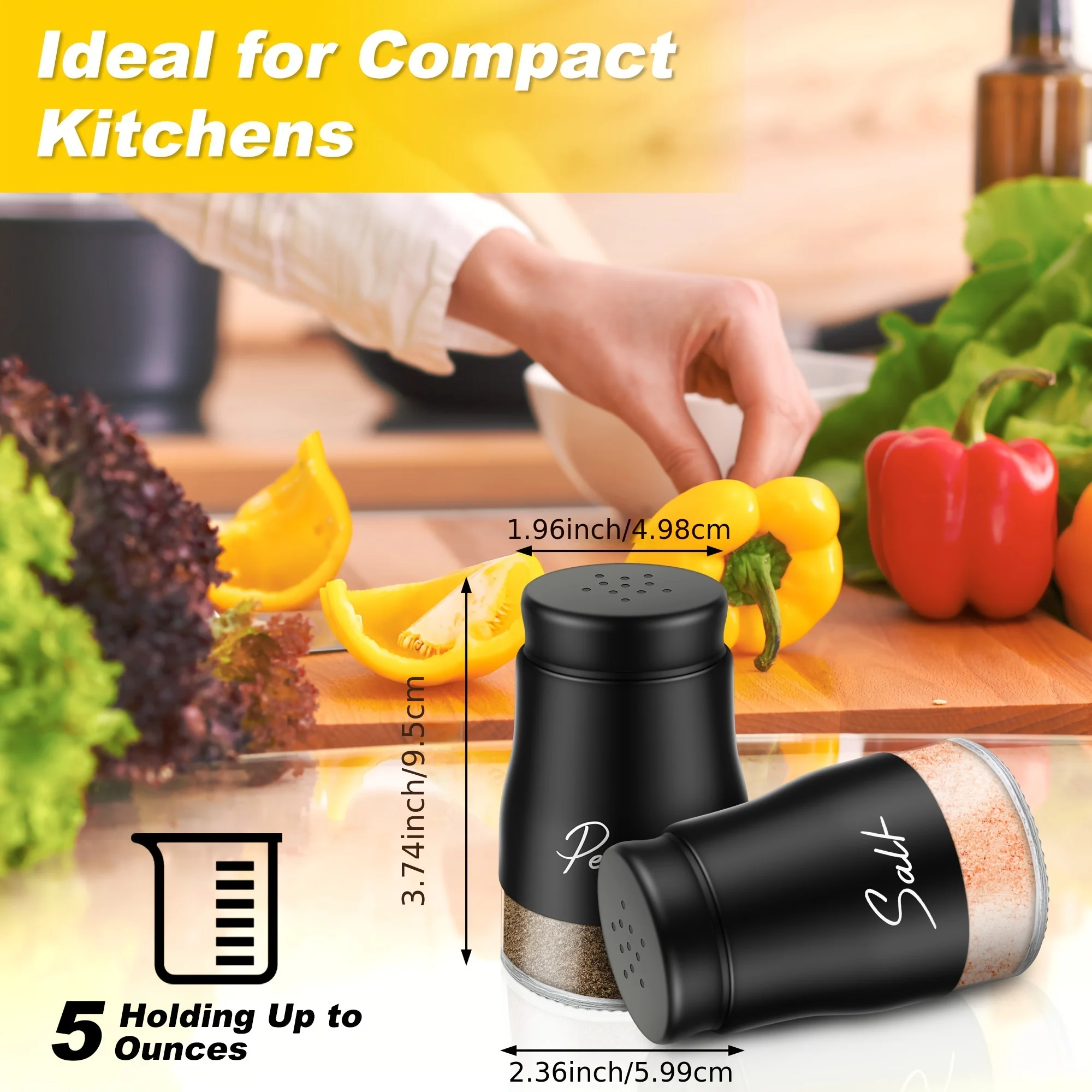 2pcs/set 5oz Salt and Pepper Shaker Set Stainless Steel Seasoning Bottle For Camping BBQ Refillable Spice Dispenser Kitchen Stuf