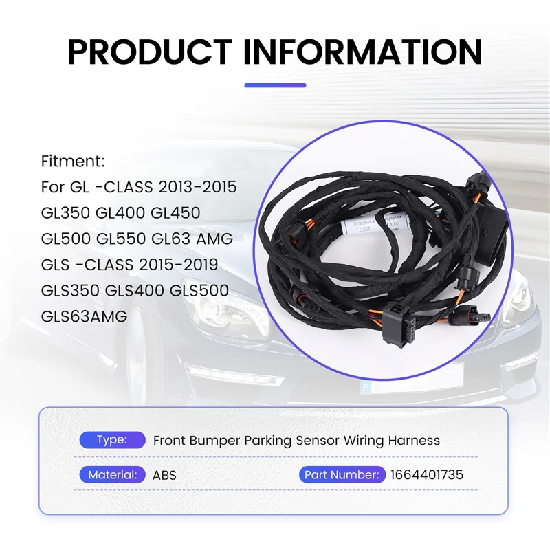 

1664401735 Front Bumper Parking Sensor Wiring Harness PDC Wiring Harness PDC Cable For Mercedes Benz GL GLS CLASS-AD39