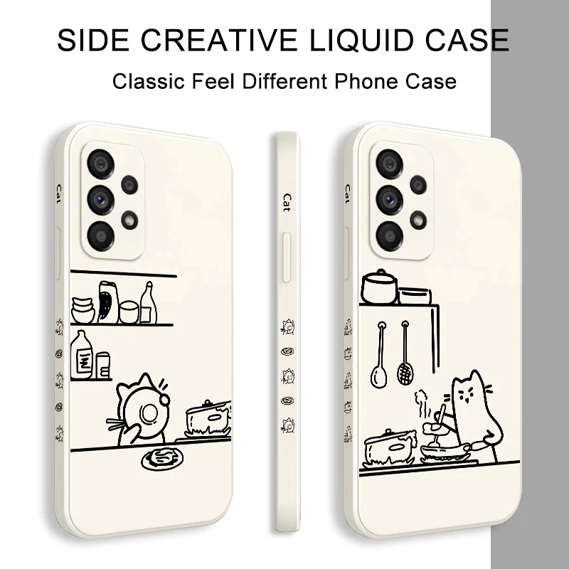 

Cooking Cat Case For Samsung Galaxy A73 A53 A33 A23 A13 A03 A72 A52 A52S A32 A22 A12 A02 A02S A71 A51 A31 A21S 4G 5G Cover
