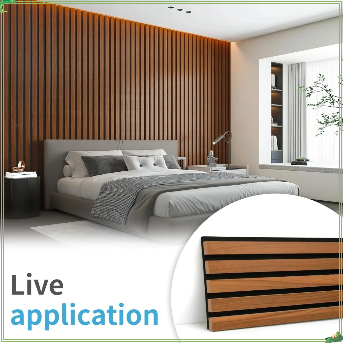 ​ ​ 4-pack akoestische houten lattenwandpanelen - 3D gecanneleerde geluidsabsorberende donkere walnoot voor muur en plafond ​ ​