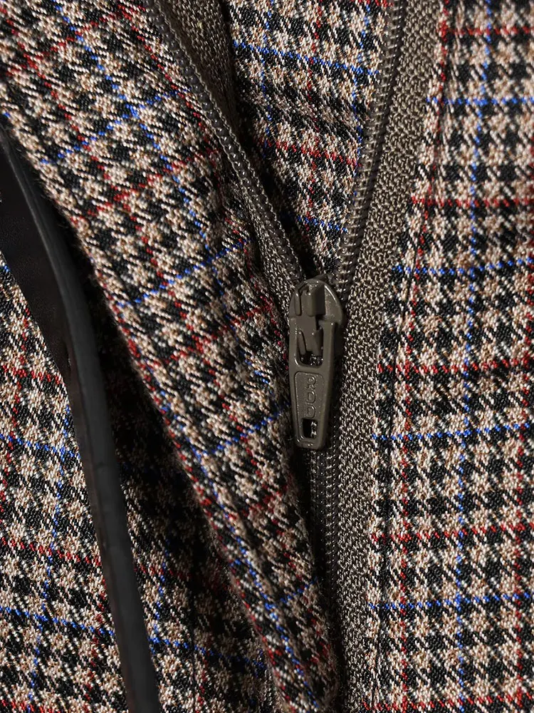 NLZGMSJ النساء 2026 ربيع الخريف فحص السراويل عالية الخصر السراويل المستقيمة الإناث بناطيل كاجوال مع حزام بانت Y2K