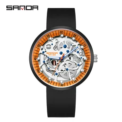 Fashion Sanda Top Brand Luxury Sport Men's Quartz Watch Silicone Band Cool Hollow Removable 50 Meter Waterproof Wrsist Watches