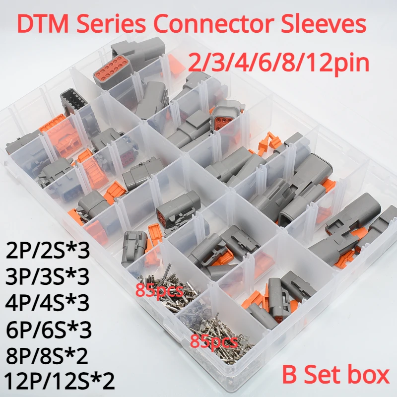 24 Set DTM Series Connector Kit 2/3/4/6/8/12pin Male/female Waterproof Insert Automotive Motorcycle Cable Harness Plugs