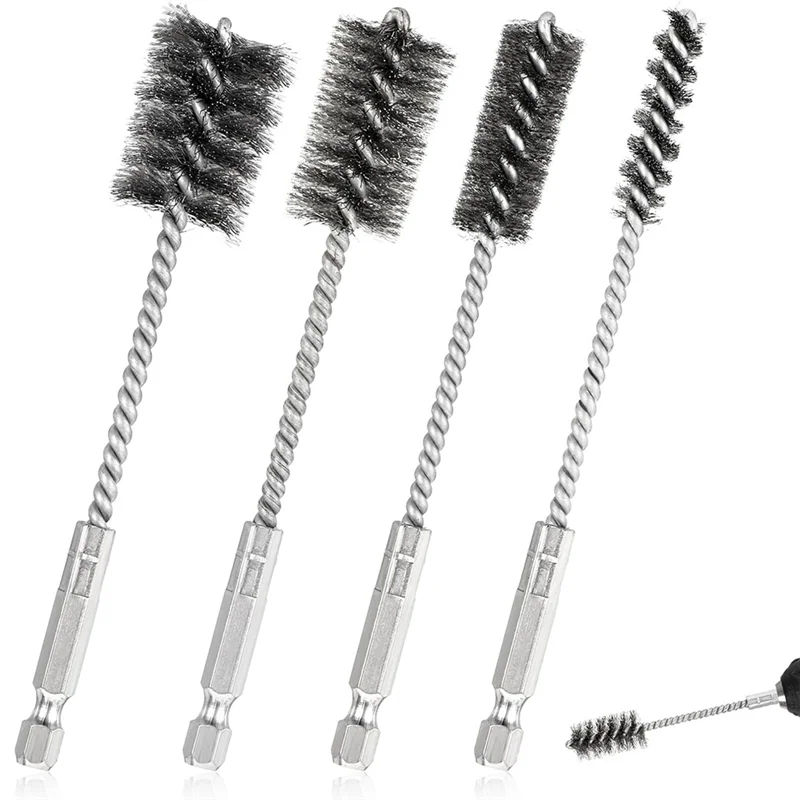 

【Flash-Deal!】4 Pcs Wire Brushes For Drill Stainless Steel Bore Brush Set 3/8In 1/2In 3/4In 7/8In For Drill Ports Tubes Bearings