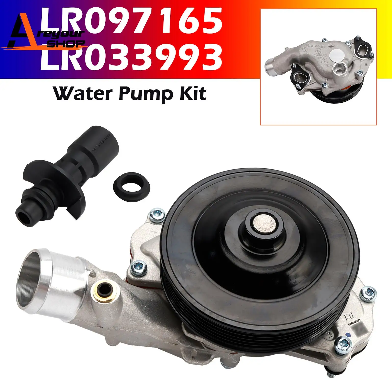 

Areyourshop Water Pump Kit for Land Rover 3.0L 5.0L Gas 2010 2011 2012 2013 2014 2015 2016 2017 2018 2019 LR097165 LR033993