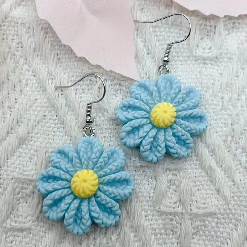 1 pair of sunflower resin charm earrings, women's earrings, the best choice for gifts