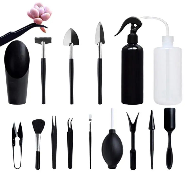 Gardening Hand Tools 15PCS Mini Hand Garden Transplanting Tools Set Beginner-Friendly Tool Kit For Yard Home Black Tool Kit For