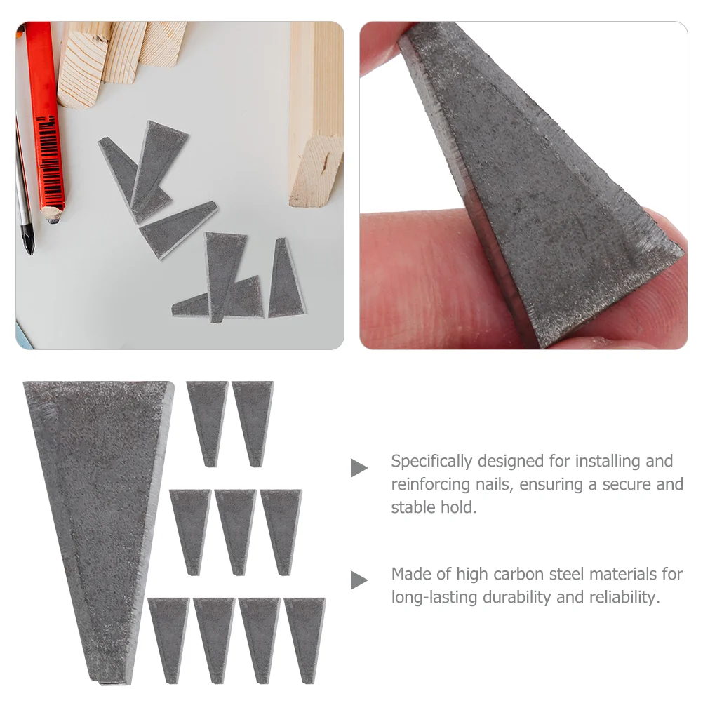 10 Pcs Triangle Wedge Carbon Steel Sled Outdoor Metal Axe for Home High-carbon Practical Wedges Handle Fixing Accessory Hammer