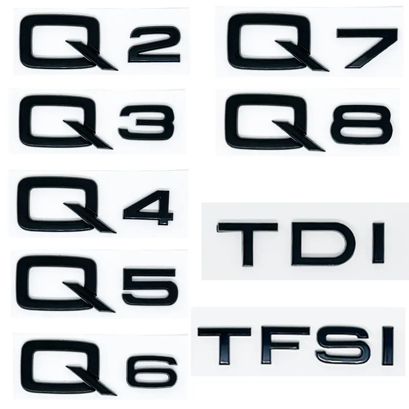 

For Audi Car Fender Trunk Rear Logo Stickers silver Letters Q2 Q3 Q4 Q5 Q6 Q7 Q8 30 35 40 45 50 55 TDI TFSI 2.0T Emblem