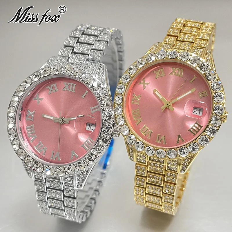 2024 Luxury Jewelry Watch For Women Hip Hop Fashion Brand MISSFOX Waterproof Iced Diamond Quartz WristWatch Ladies Gift Hot Sale