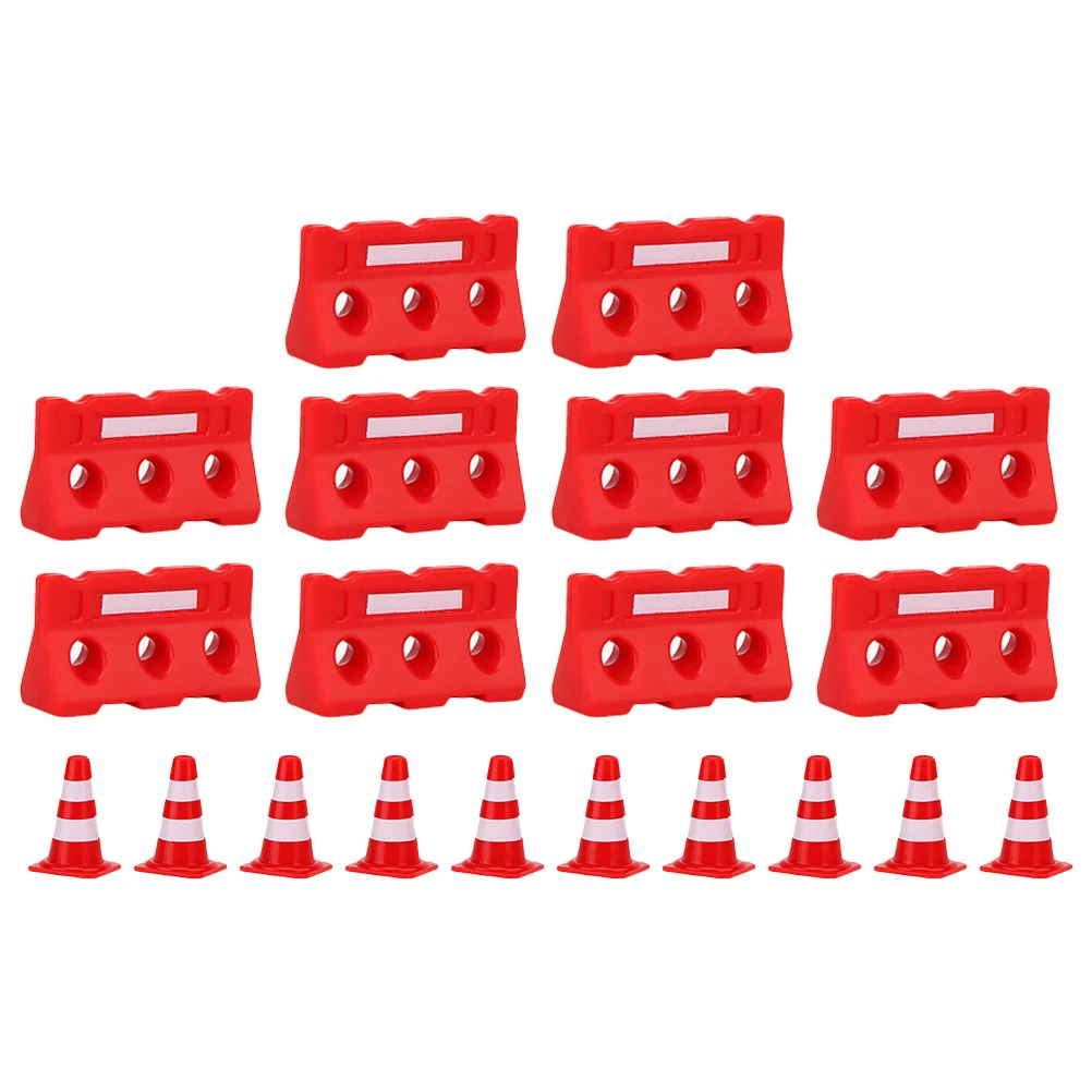 20 Pcs Toy Toys Roadblock Simulation Props Traffic Models Mini Cones Fence The Sign Signs for Kids Miniature Fences and Child