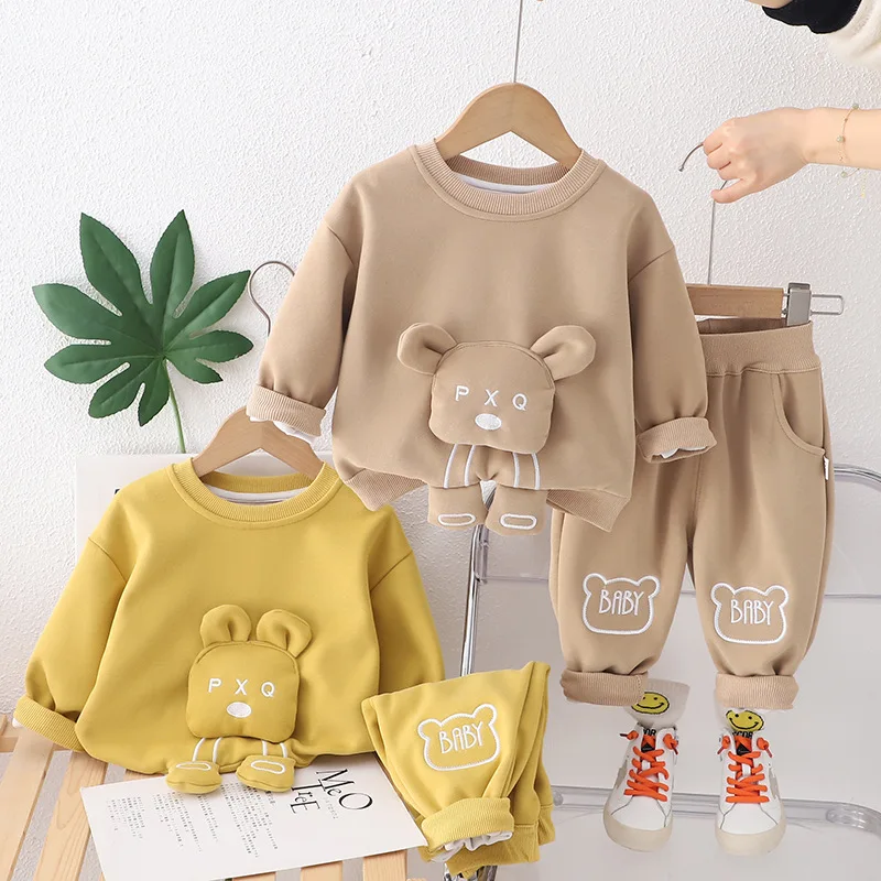 

Boys Clothing Sets Spring Autumn 2024 Children Cotton Sweatshirts Pants 2pcs Cute Suit For Baby Girls Coats Tracksuits Kids 4 5Y