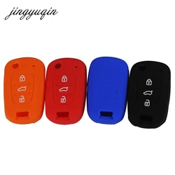 jingyuqin Silicone Car Flip Key Cover Case For Kia RIO K2 K5 Sportage Sorento For Hyundai i20 i30 i35 iX20 iX35 Solaris Verna