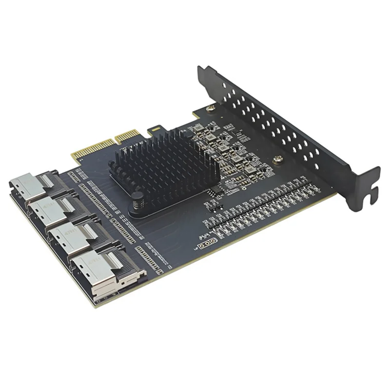 Neu - PCI-E zu MINI SAS SFF-8087 Adapter 16 Port SATA 3.0 6 Gbit/s SSD Adapter für Bergbau