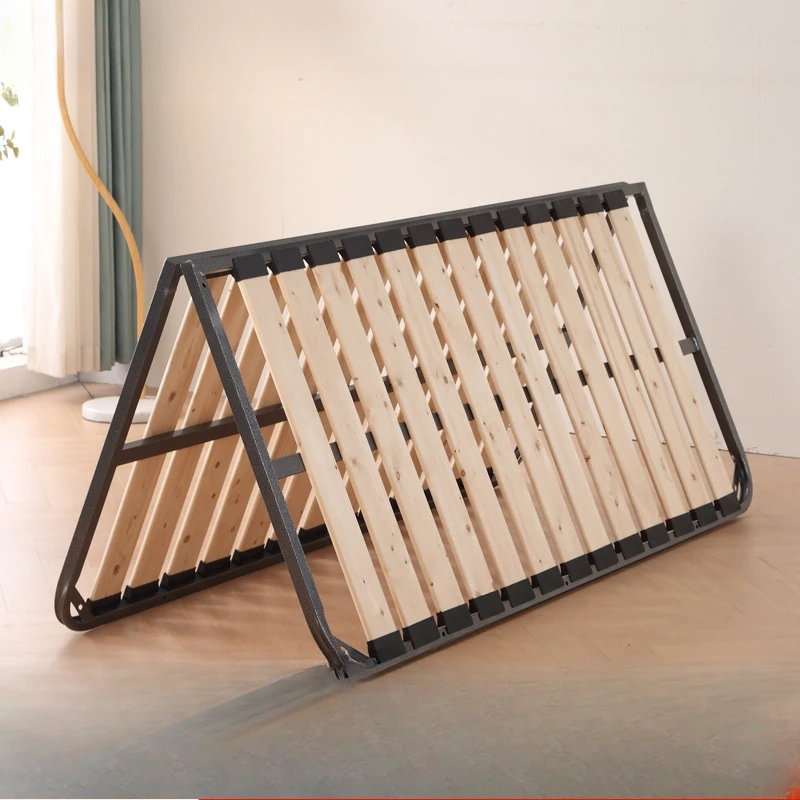 row skeleton bed frame bed board tatami bed frame foldable solid wood 1.8 meters 1.5m steel frame thickened dragon skeleton