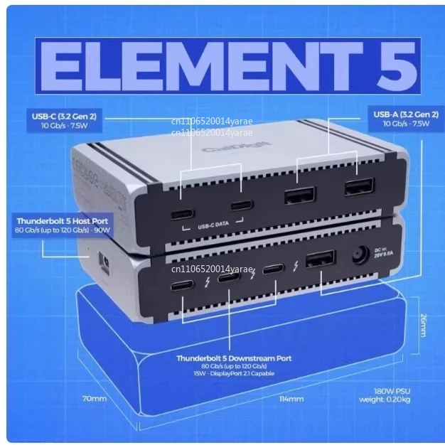 

2025 New Element5 Hub E5 Thunderbolt 5 Docking Station