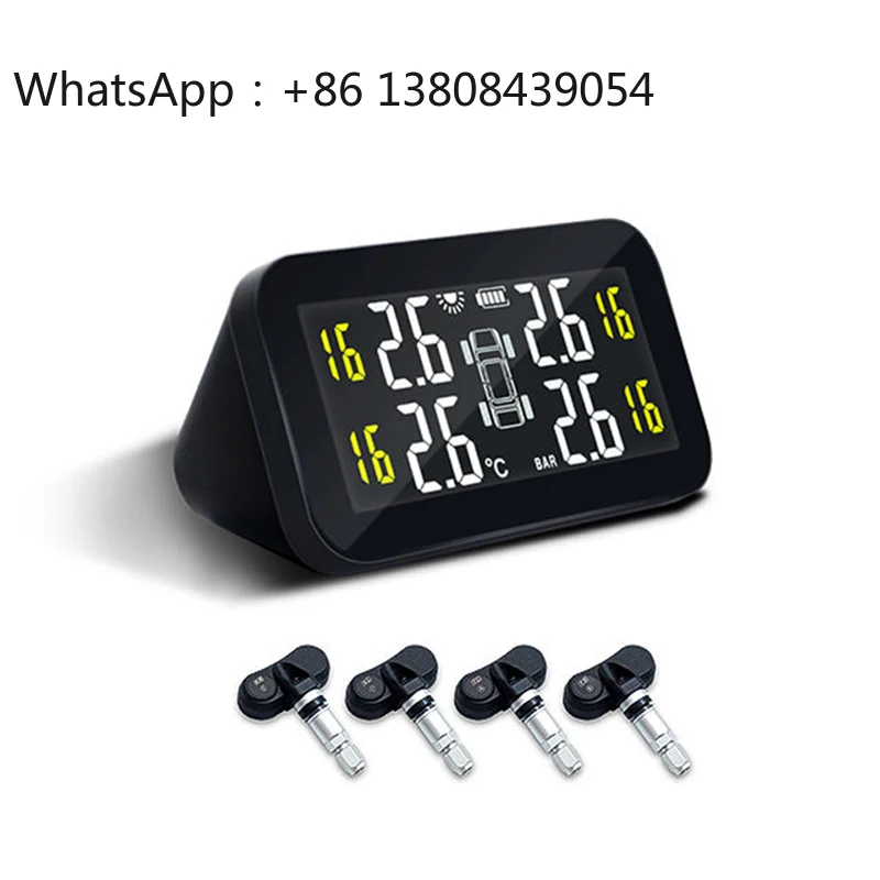 High Quality Wireless Car TPMS Solar Gauge Tire Pressure Monitoring System LCD Display 4 Internal Sensor Tire Pressure Sensors