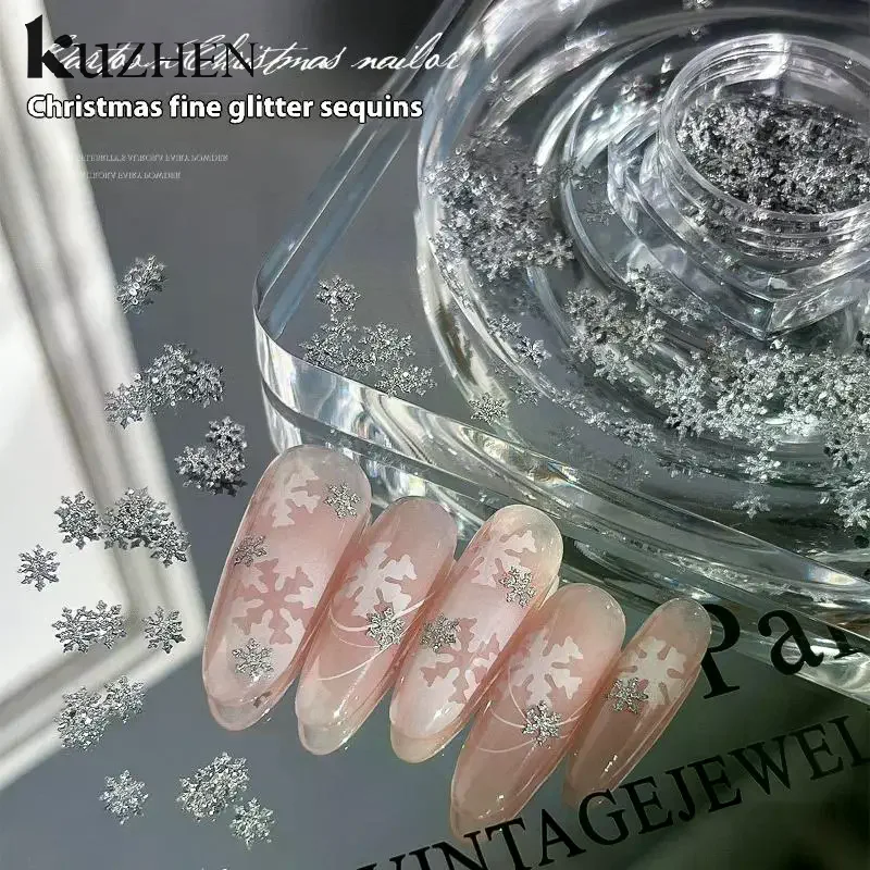 

Снежинки, зимние блестки для ногтей, сверкающие рождественские хлопья, блестки, украшения для ногтей, наклейки, очаровательные наклейки для ногтей, маникюрный салон