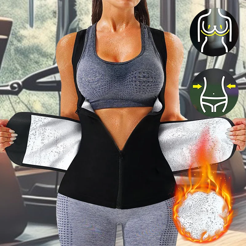 Sauna Sweat Vest for Women Fat Workout Weight Loss Slimming Waist Trainer Heat Trapping Tank Tops Women Top Sauna Sweat Suits