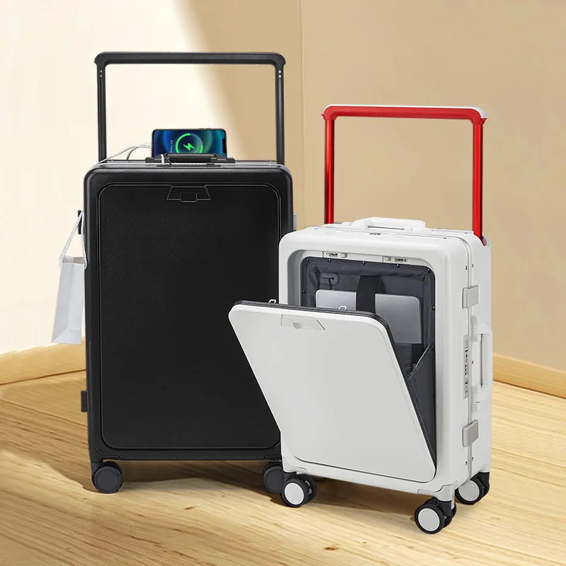 Front Opening New Multifunctional Trolley Case combination lock Travel Suitcase with Wheels TSA Zipper Rolling Luggage Case