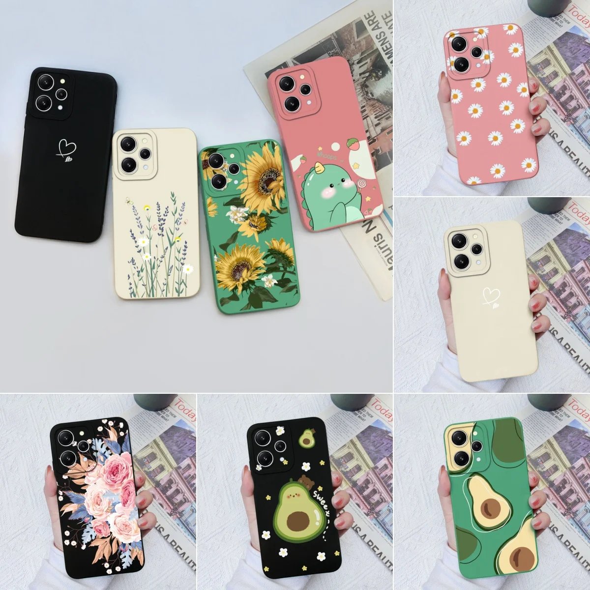 Case For Xiaomi Redmi 12 4G Love Heart Soft Silicone Cover Protective Shockproof Coque For Redmi12 5G Funda Redmi 12 Phone Shell