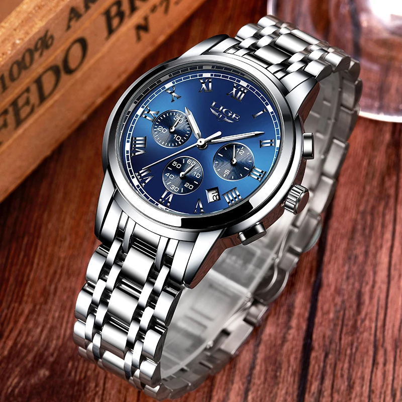 Man Watch LIGE Top Brand Luxury Casual Sport Chronograph Watches for Men Waterproof Fashion Full Steel Quartz Clock Reloj Hombre