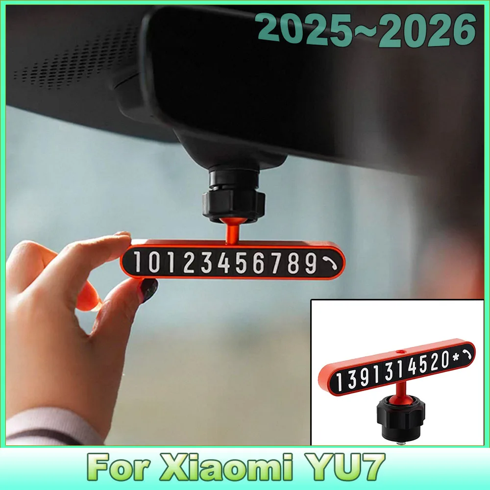 Auto Hanging Temporary Parking Number Tag Special For Xiaomi YU7 2025 2026 Rearview Mirror Screw Installation Interior Ornament