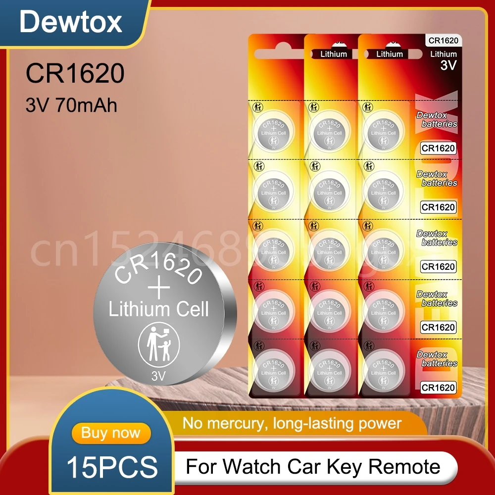 15PCS CR1620 CR 1620 3V Lithium Battery For Car Remote Control Calculator Watch Scale Mouse DL1620 BR1620 Button Coin Cells