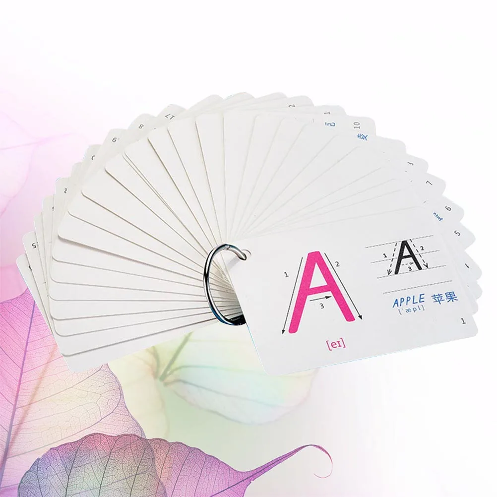 

1 set 1 Set 26 Letter Card Kids Literacy English Spelling Flash Cards Alphabet Learning Cards Durable Smooth Surface Portable